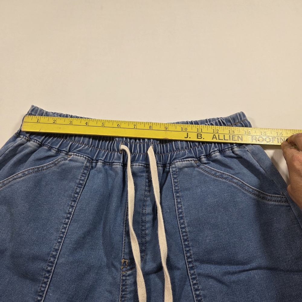 Sincerely Jules Wide Leg Pants Jeans Denim Jogger Pants with Drawstring - Blue - Picture 6 of 7